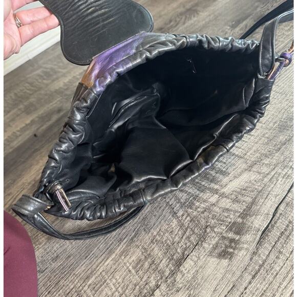 Vintage 1980s FANCY NANCY Painted Abstract Crossbody Purse Graffiti Artsy Black - Picture 4 of 12